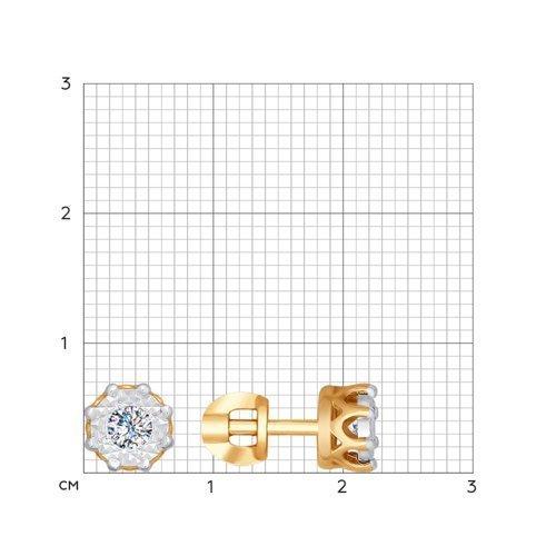 Серьги из комбинированного золота с алмазной гранью с бриллиантами (Арт.1021173)