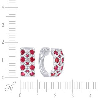 Серьги из белого золота с бриллиантами и рубинами «Алая Гармония» My Jewels (арт.E33437_SR_RU_WG)