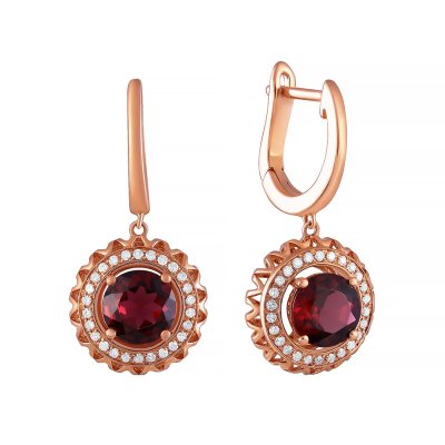 Серьги из золота с бриллиантом и родолитом (Арт.er36115_sr_rh_pink)