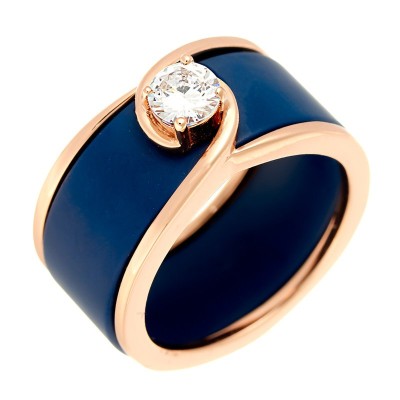 Кольцо с керамикой и фианитом «Ceramic Waves» Fresh Jewelry (арт.TM-R01164-Вl-G-W-X-X)
