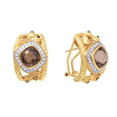 Серьги из золота с бриллиантом и кварцем (Арт.k916stc4yg_mc_yg)