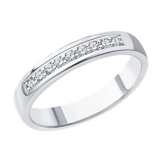 Кольцо обручальное из белого золота с бриллиантами «Линия Вечности» Соколов (арт.1110209-3)