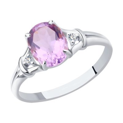 Кольцо из серебра с аметистом и фианитами (Арт.92011785)