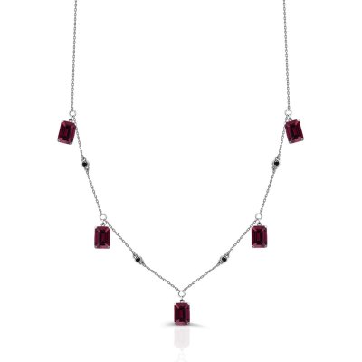 Ожерелье из золота с бриллиантом и гранатом Русские Самоцветы (Арт.95781)