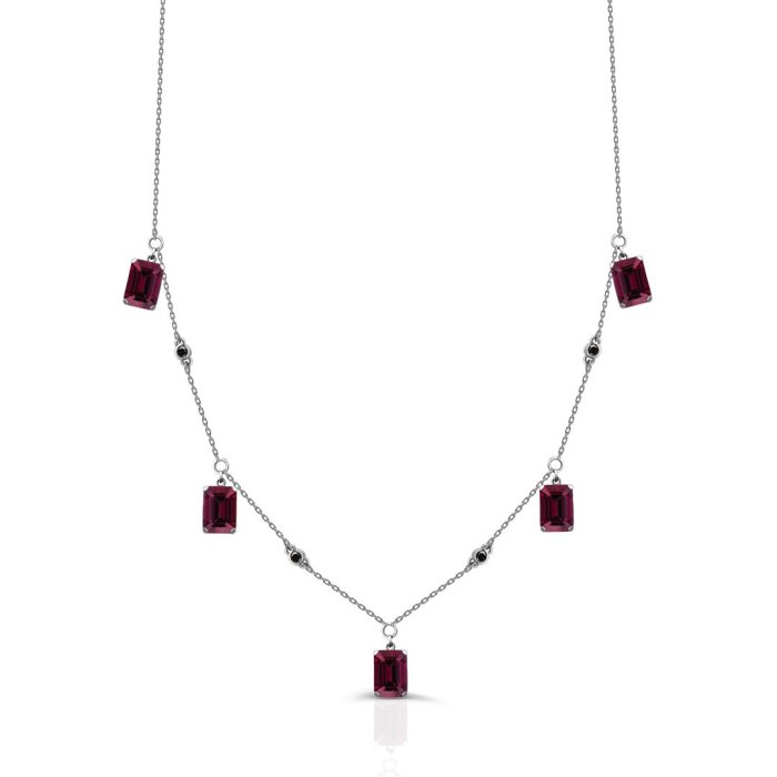 Ожерелье из золота с бриллиантом и гранатом Русские Самоцветы (Арт.95781)