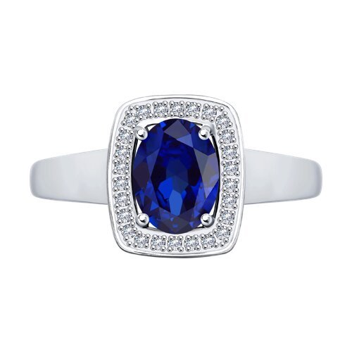 Кольцо из белого золота с бриллиантами и сапфиром (Арт.2010852)