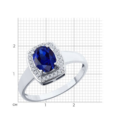 Кольцо из белого золота с бриллиантами и сапфиром (Арт.2010852)