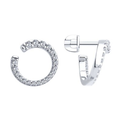 Серьги из серебра с фианитами «Круг сияния» Соколов (арт.94026912)