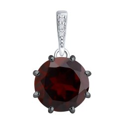 Подвеска из серебра с гранатом и фианитами (Арт.94-330-02040-1)