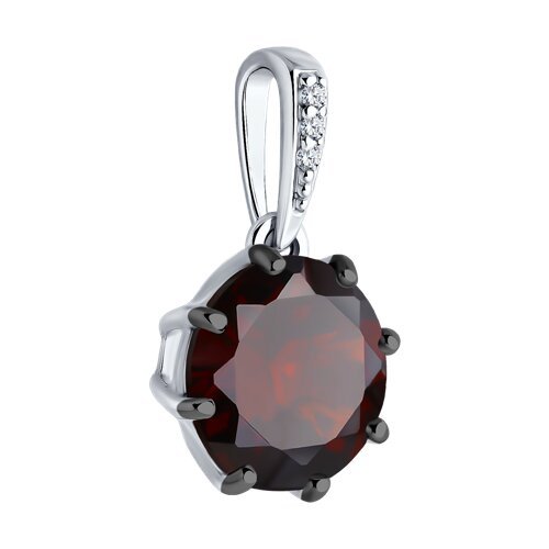 Кулон серебряный с гранатом и фианитами «Алый Луч» Соколов (арт.94-330-02040-1)