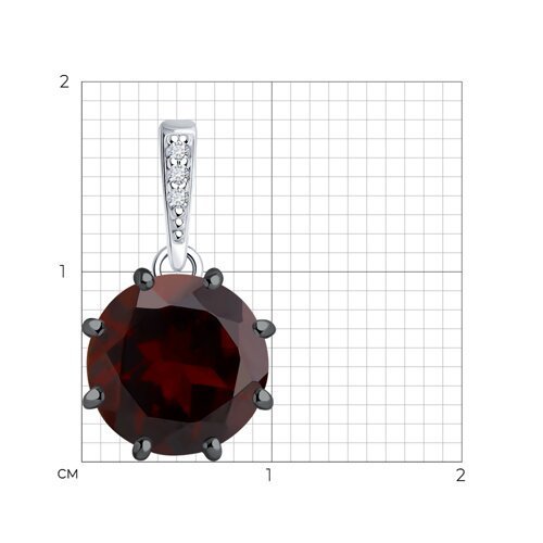 Кулон серебряный с гранатом и фианитами «Алый Луч» Соколов (арт.94-330-02040-1)