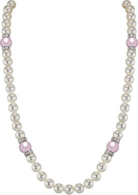 Ожерелье из серебра с жемчугом и куб. цирконием (Арт.102l-sr5-1-16)