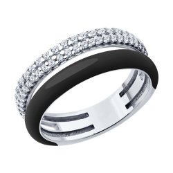 Кольцо из серебра с фианитами и эмалью (Арт.94-110-01893-1)