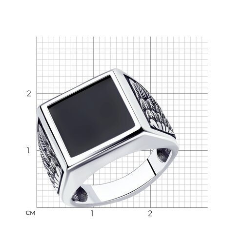 Печатка SOKOLOV «Черное перо» из серебра 925 с наношпинелью (арт. 95010176)