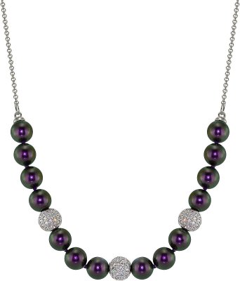 Ожерелье из серебра с жемчугом и куб. цирконием (Арт.213l-sk-19)