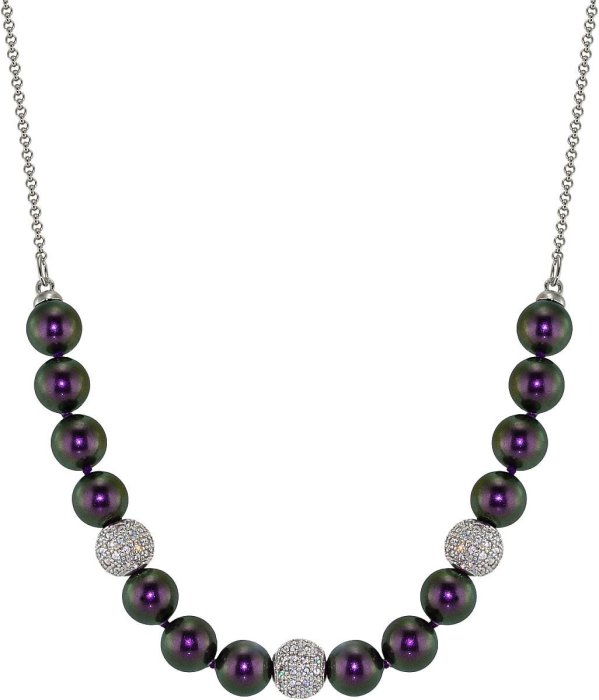 Ожерелье из серебра с жемчугом и куб. цирконием (Арт.213l-sk-19)