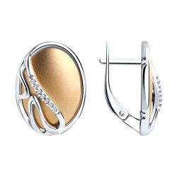 Серьги из золочёного серебра с фианитами (Арт.94-120-01571-1)