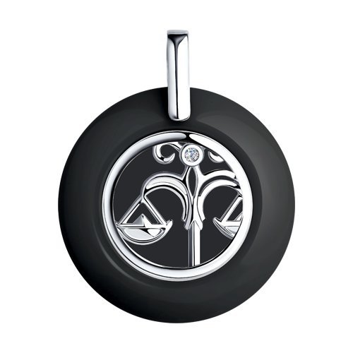 Кулон из серебра с керамикой и фианитом «Знак зодиака Весы» Соколов (арт.94-130-01256-1)