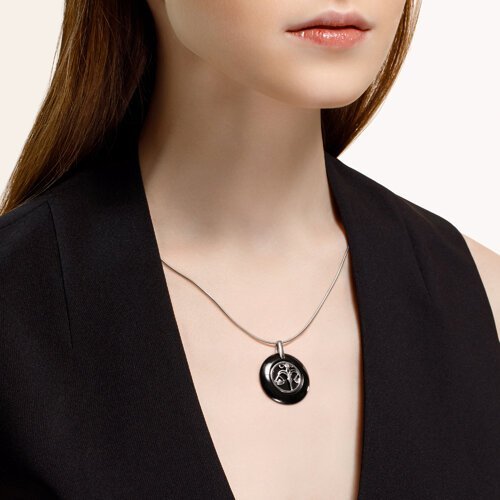 Подвеска из серебра с керамической вставкой и фианитом. знак зодиака весы (Арт.94-130-01256-1)