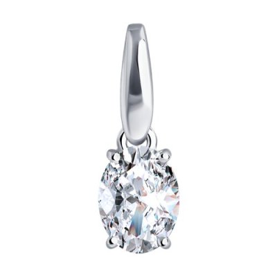 Подвеска из белого золота с  бриллиантом выращенным и рубином (Арт.52-230-02566-1)