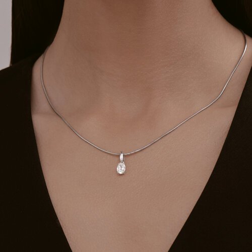 Подвеска из белого золота с  бриллиантом выращенным и рубином (Арт.52-230-02566-1)