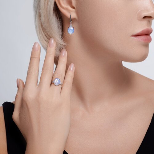 Кольцо из серебра с опалитом и фианитами (Арт.94-310-01837-1)