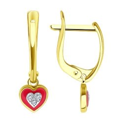 Серьги из желтого золота с фианитами и эмалью (Арт.53-121-02618-1)
