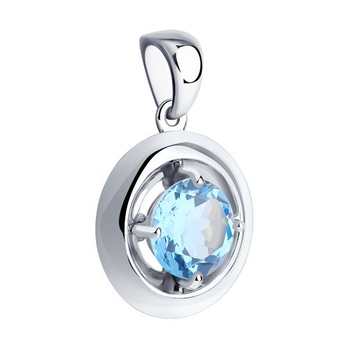 Подвеска из серебра с топазом «Ледяной Ореол» SOKOLOV (арт.00782)