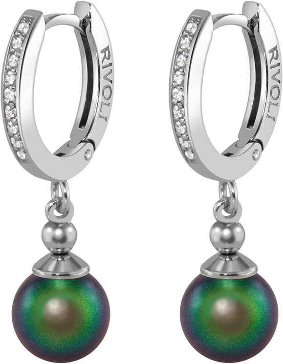 Серьги из серебра с жемчугом и кристаллом swarovski (Арт.aas-4-a-8-25-s)