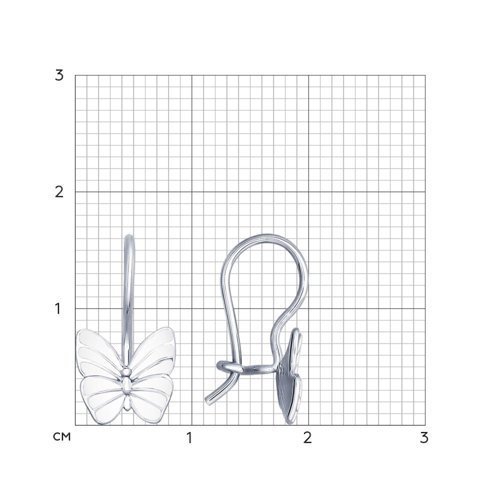 Детские серьги с белыми бабочками с эмалью (Арт.94021638)