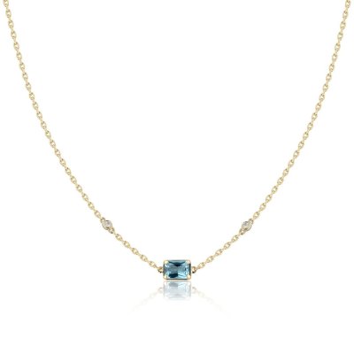 Ожерелье из золота с бриллиантом и топазом Русские Самоцветы (Арт.95786)