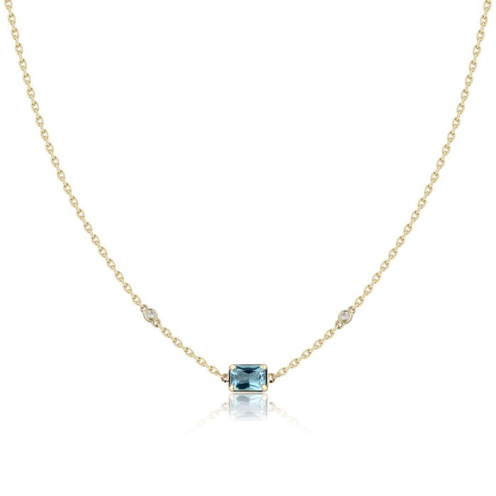 Ожерелье из золота с бриллиантом и топазом Русские Самоцветы (Арт.95786)
