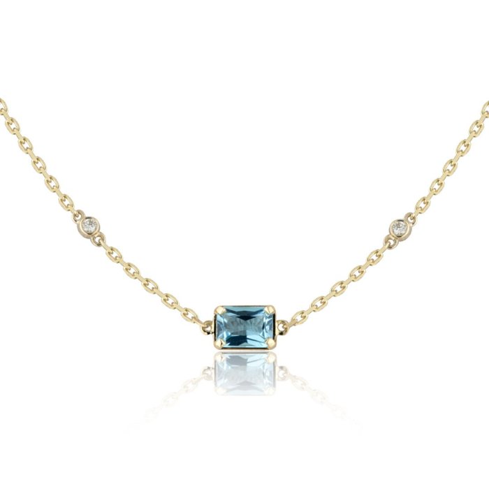 Ожерелье из золота с бриллиантом и топазом Русские Самоцветы (Арт.95786)
