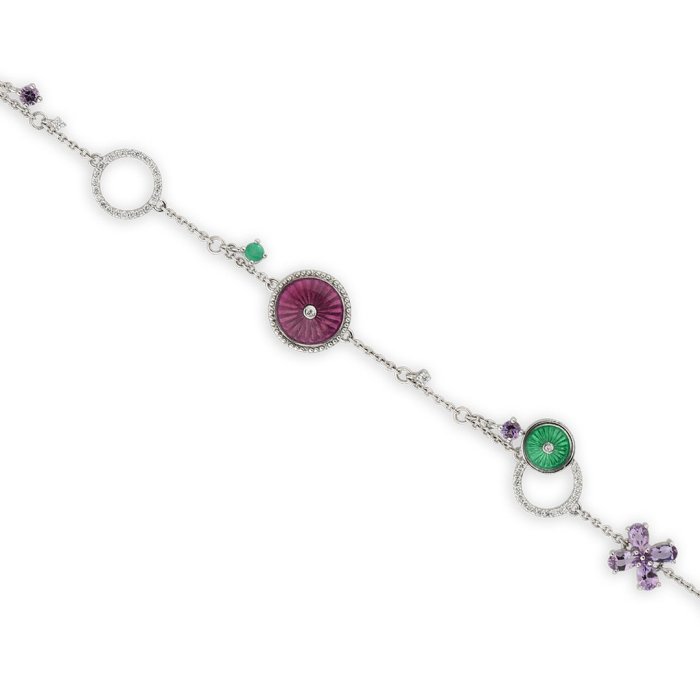 Браслет из золота с аметистом и бриллиантом Русские Самоцветы (Арт.38254)