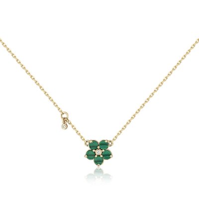 Ожерелье из золота с бриллиантом и малахитом Русские Самоцветы (Арт.95909)