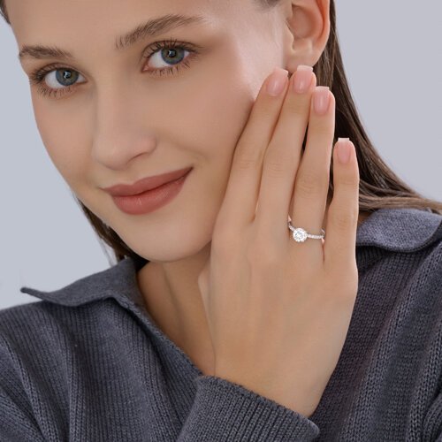 Кольцо из белого золота с бриллиантами выращенными (Арт.9010273-3-5)