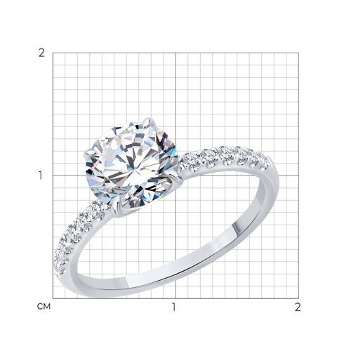 Кольцо из белого золота с бриллиантами выращенными (Арт.9010273-3-5)