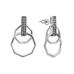 Серьги из серебра с фианитом (Арт.cz-e03494-x-wb-x-x-w)