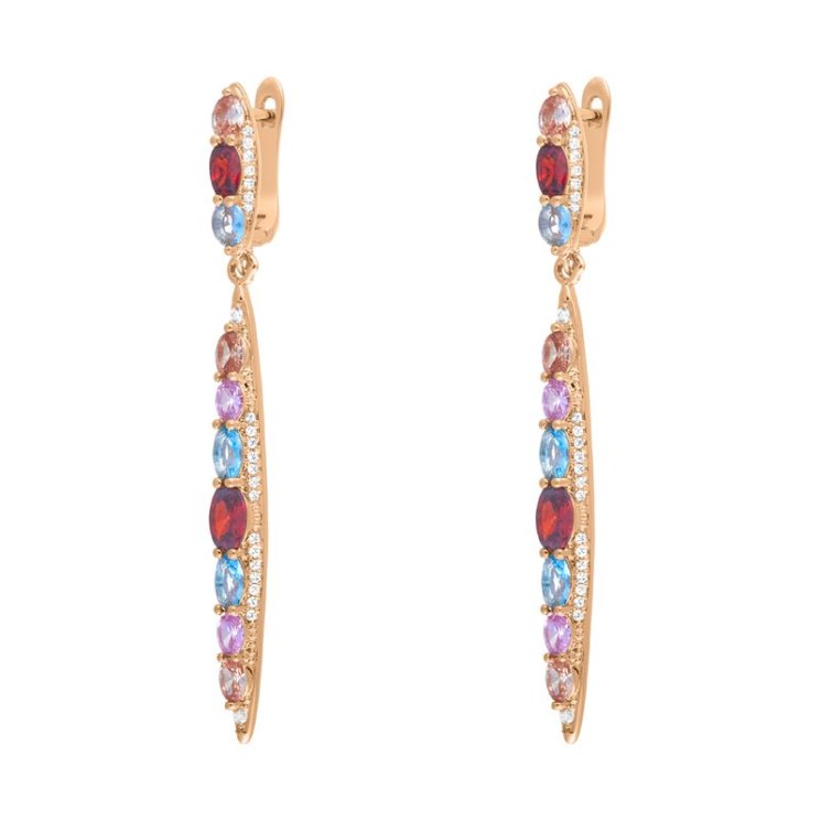 Серьги из серебра с куб. цирконием и ситаллом (Арт.cz-e890-2-x-g-x-x-m1)