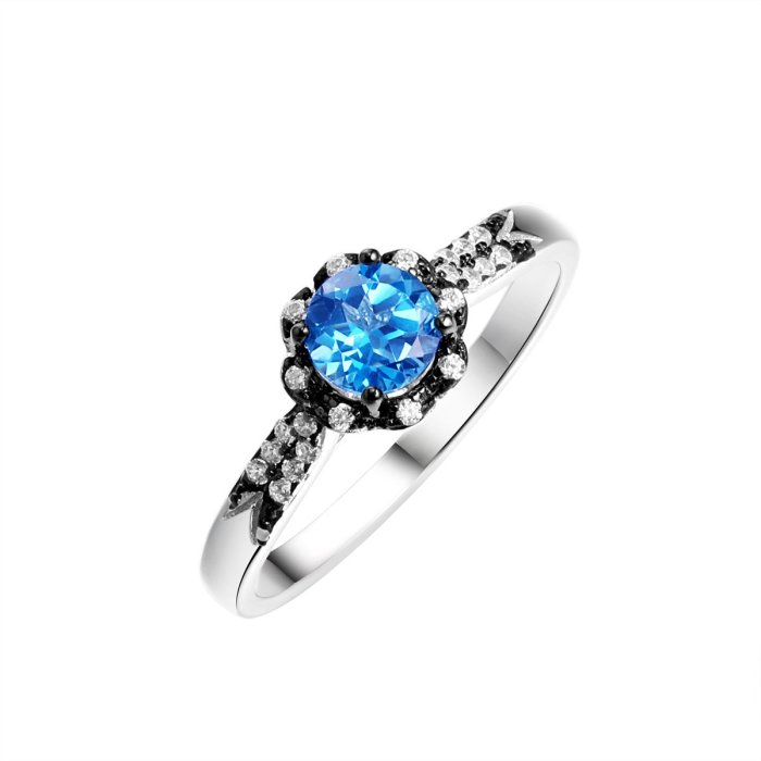 Кольцо из серебра с топазом и фианитом (Арт.cz-r00918-x-wb-lb-x-w)