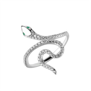 Кольцо серебряное с фианитами «Snake Smart» Fresh Jewelry (арт.CZ-R01885-X-W-NCE-X-W)