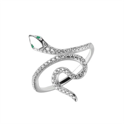Кольцо серебряное с фианитами «Snake Smart» Fresh Jewelry (арт.CZ-R01885-X-W-NCE-X-W)