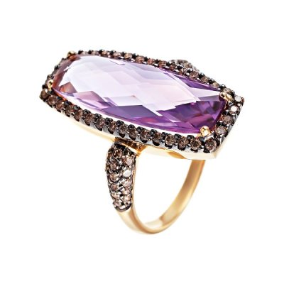 Кольцо из золота с аметистом и бриллиантом (Арт.aas_r2917_dn_am_yg)