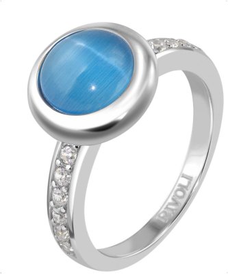 Кольцо из серебра с кошачим глазом и куб. цирконием (Арт.fgr-5-8-h-18-s)