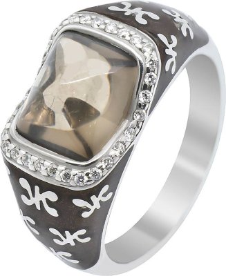Кольцо из белого золота с бриллиантом и кварцем (Арт.rk211lmwgdch)