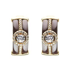 Серьги из серебра с керамикой и куб. цирконием (Арт.tc-e00617-br-l-x-x-w)