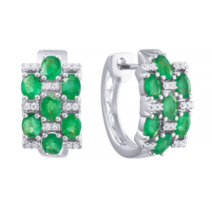 Серьги из белого золота с бриллиантом и изумрудом (Арт.e33441_sr_em_wg)