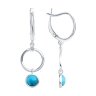 Серьги из серебра с бирюзой и фианитами (Арт.94-121-02348-1)