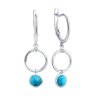 Серьги из серебра с бирюзой и фианитами (Арт.94-121-02348-1)