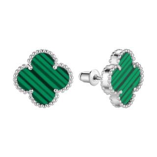 Серьги серебряные с малахитом «Lucky Clover» Fresh Jewelry (арт.TC-E01989-X-W-Mal-X-X)
